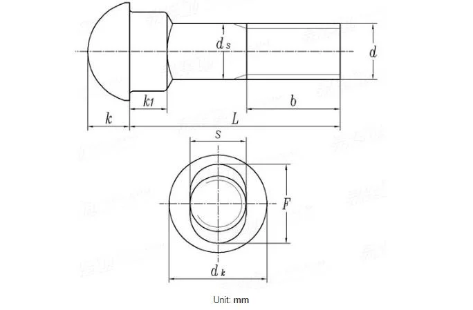 DIN 5903 Round Head and Oval Neck Fish Bolts